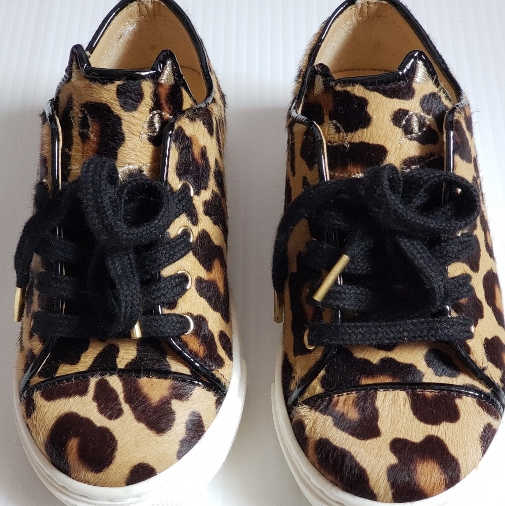 Charlotte Olympia Toddler Leopard Print Sneakers.